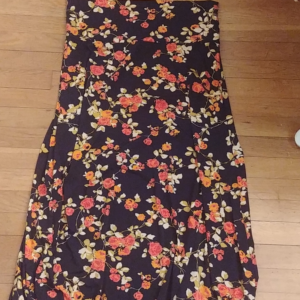LuLaRoe Floral Black and Orange Women's Skirt